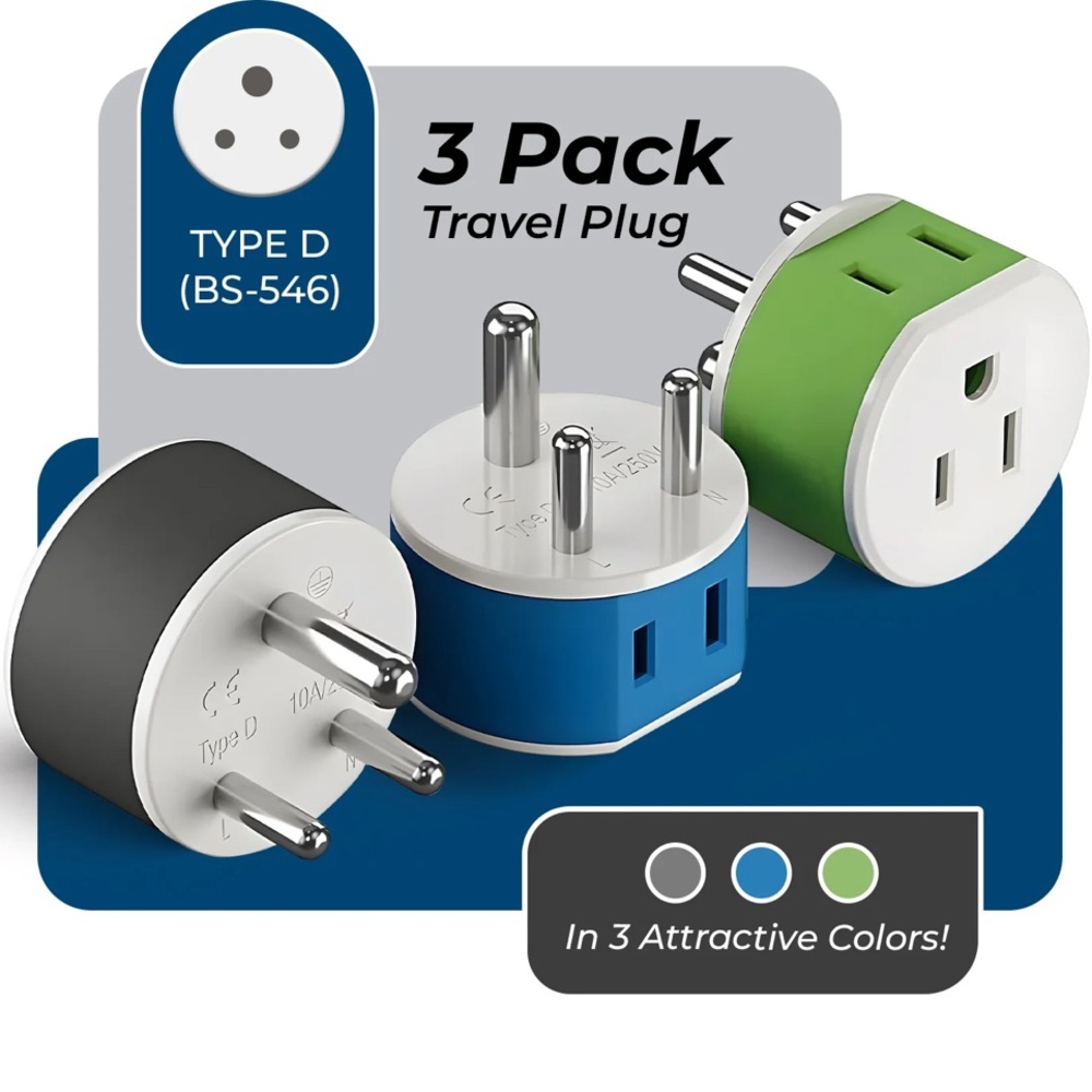 OREI India Nepal Maldives Travel Adapter Plug Set lot 3 bundle